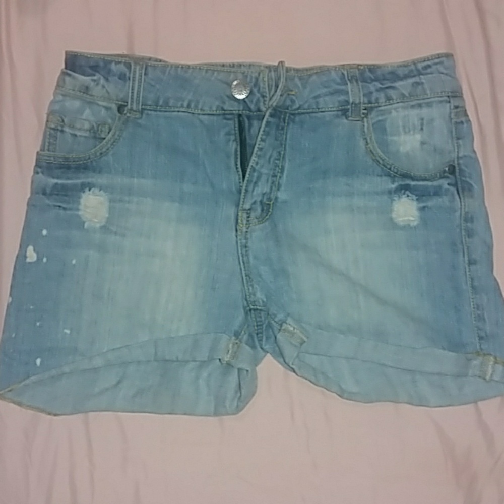 Light washed ripped shorts